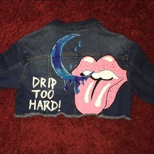 Custom handpainted jacket w/ Swarovski Crystals 💋
